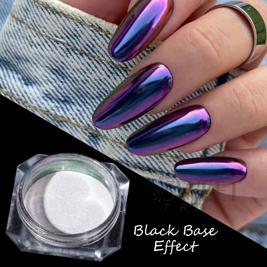 2pcs Rainbow Mirror Nails Glitter Powder Mermaid Unicorn Chrome Pigment Aurora