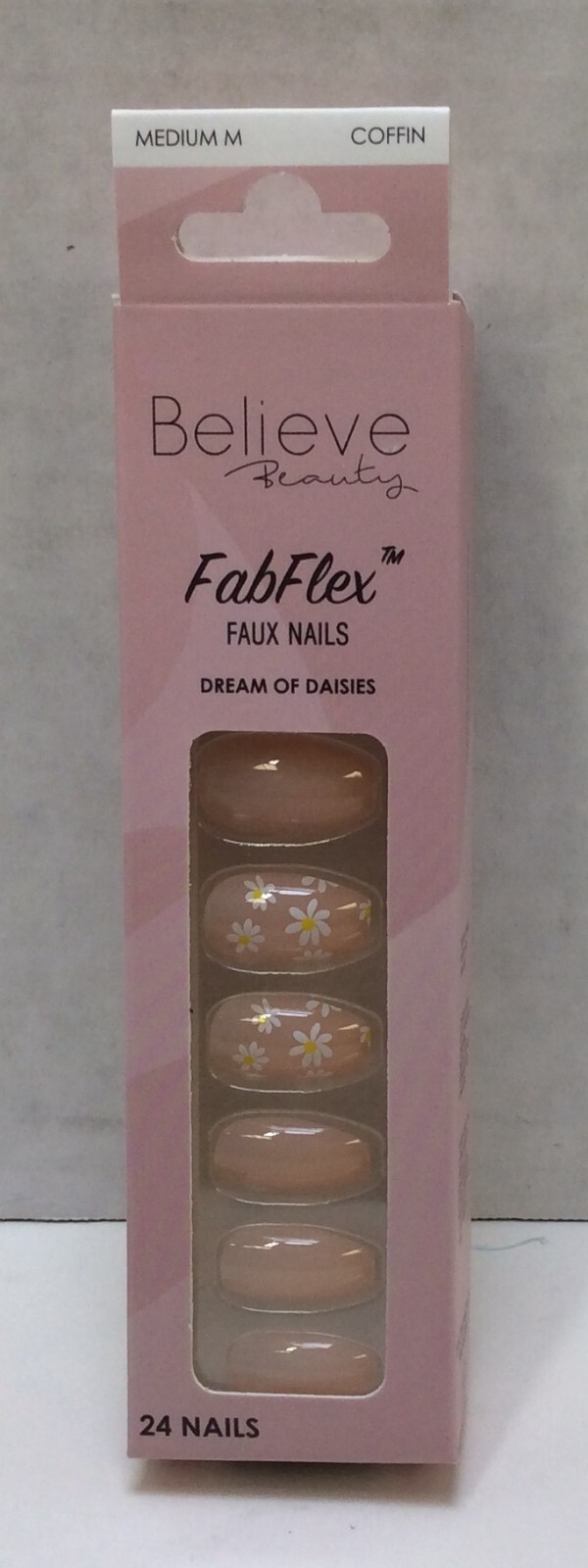 Believe Beauty FabFlex Faux Nails Dream Of Daisies Kit, Medium, Coffin, Lot of 2