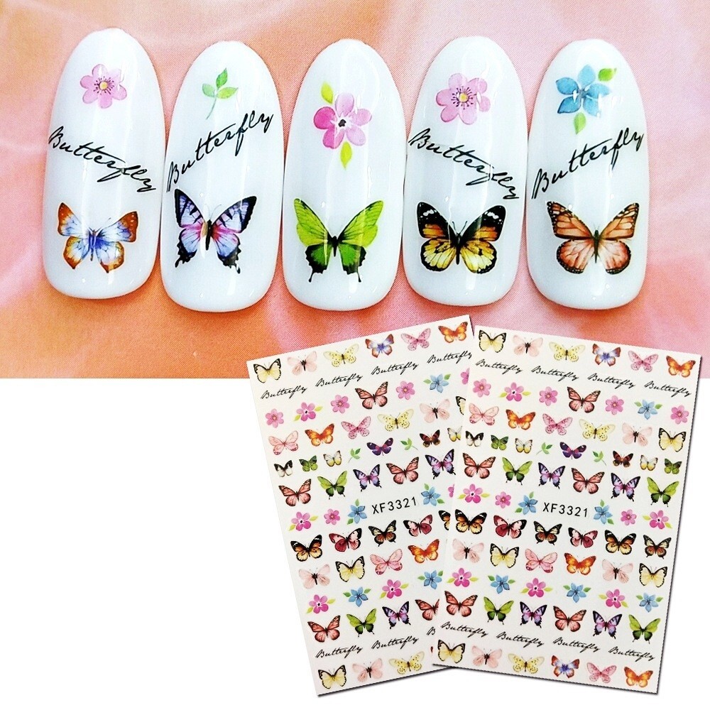 12 Sheets Set Nail Art Stickers Butterfly Bug Birds series Insects & Flower NS34