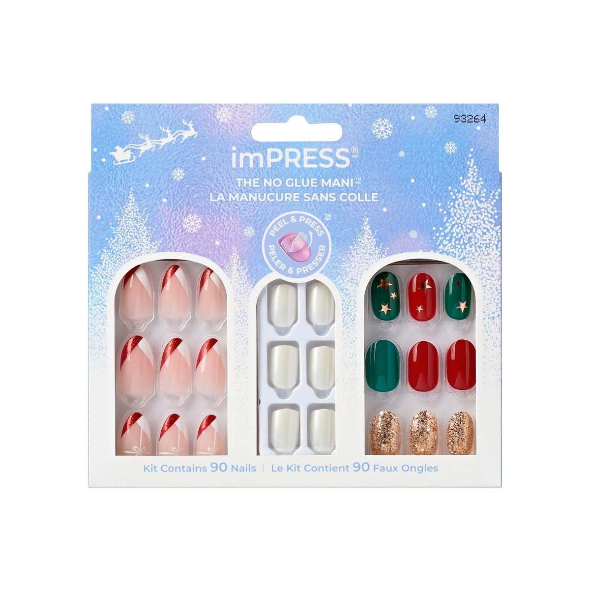 Impress Press On Manicure Christmas 3 Sets Pack, No Glue Mani New Box Damage.