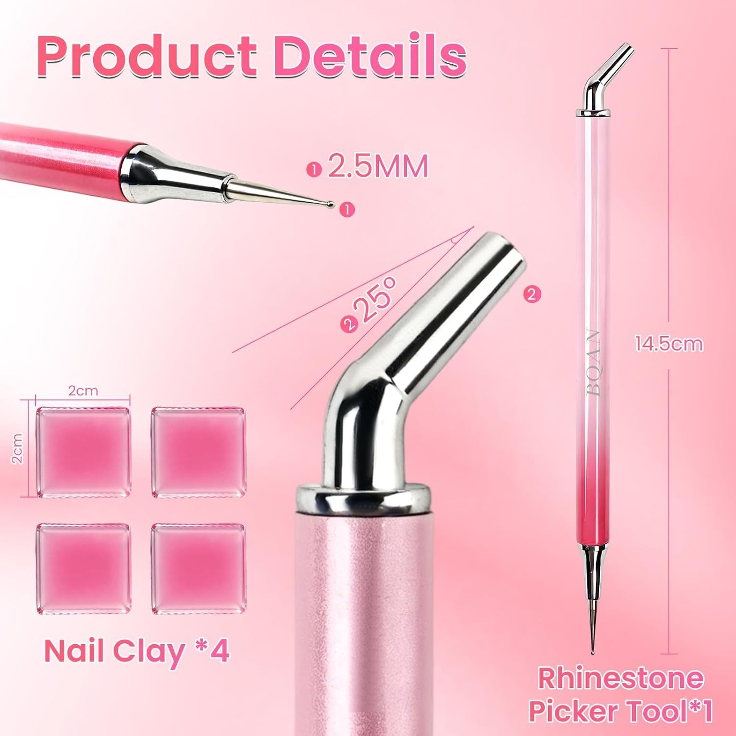 Dual-Ended Rhinestone Picker with Wax Clays – Precision Nail & Craft Art Tool