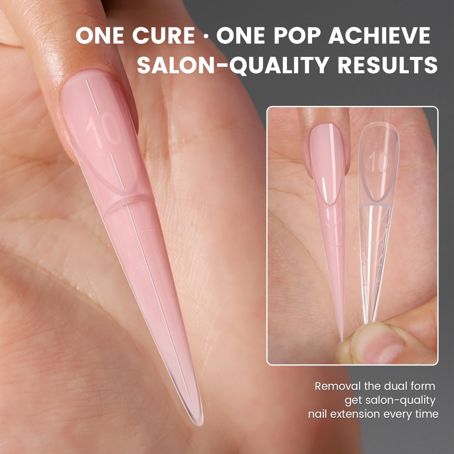3D Reverse French Dual Forms – 150pcs Stiletto Nail Tips, 15 Sizes, Gel & Acryli