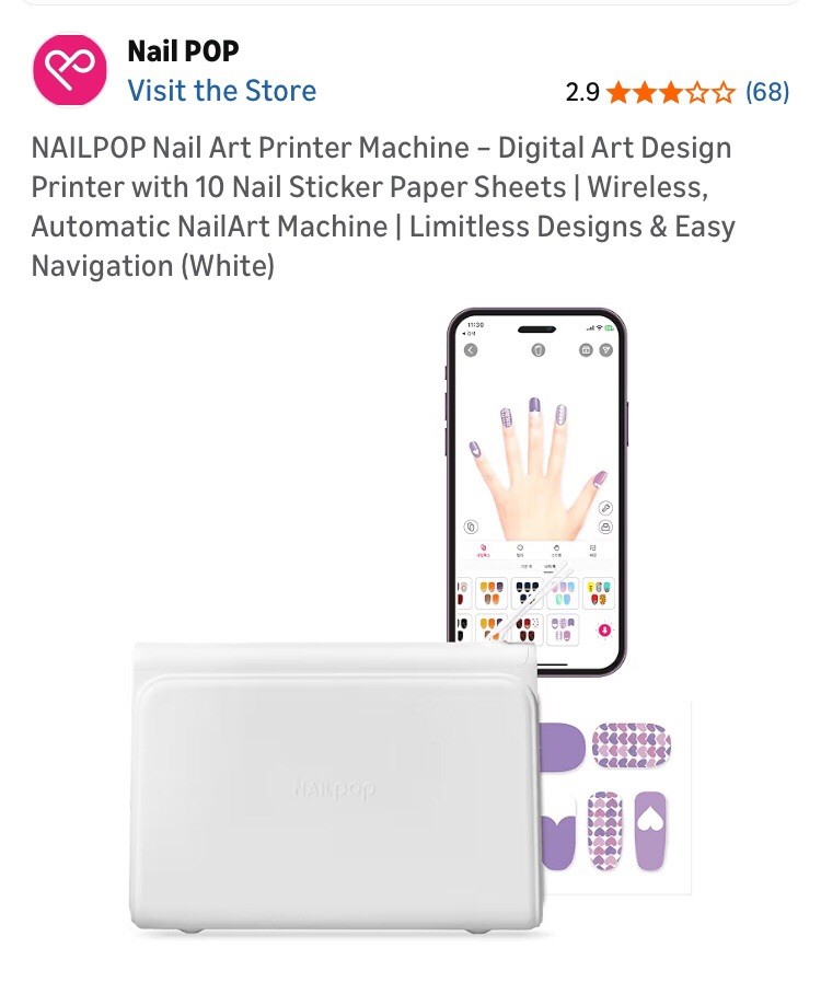 Nailpop Mobile Nail Sticker Printer Nail Art Digital Art Design Model NP100