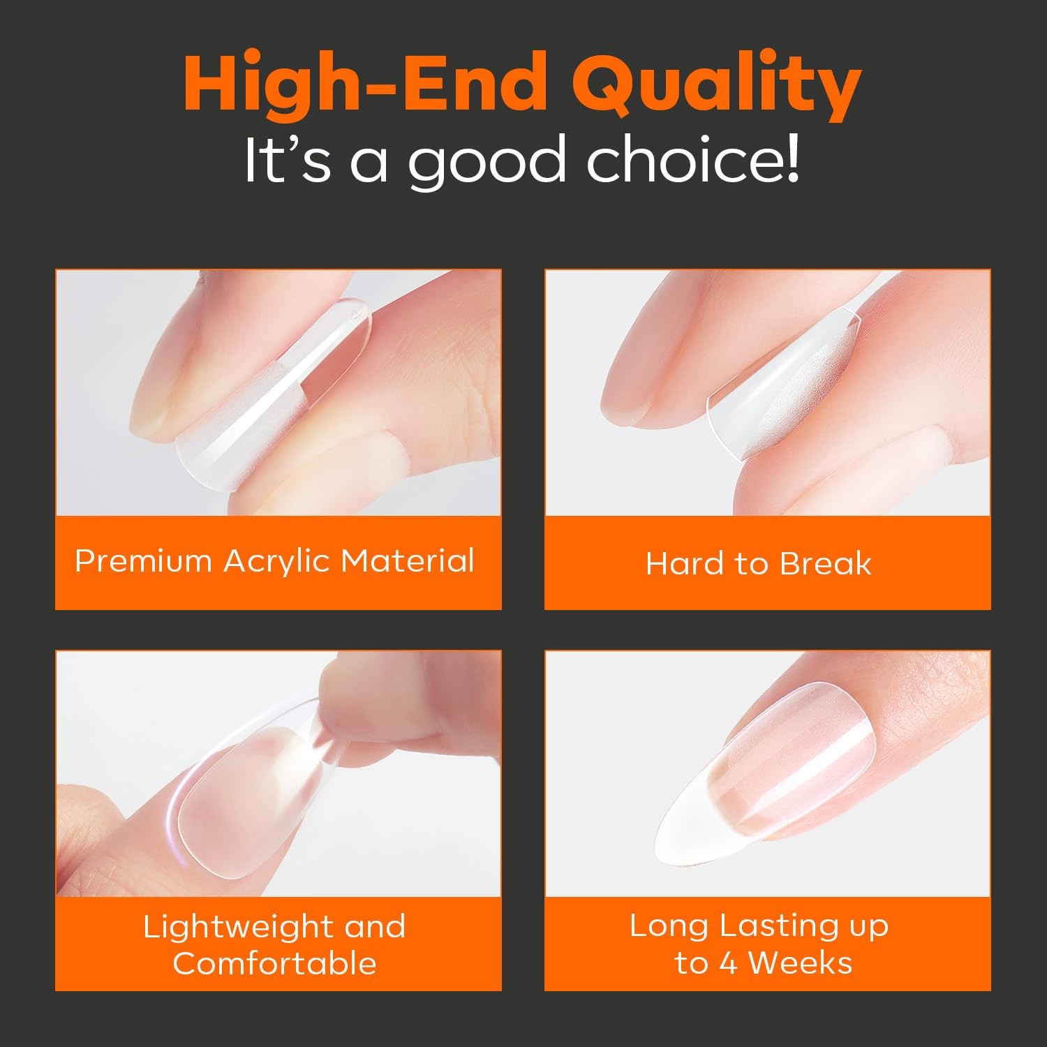 modelones Extra Short Almond Nail Tips, Pre-shaped Tips Gel XS, B7-XS