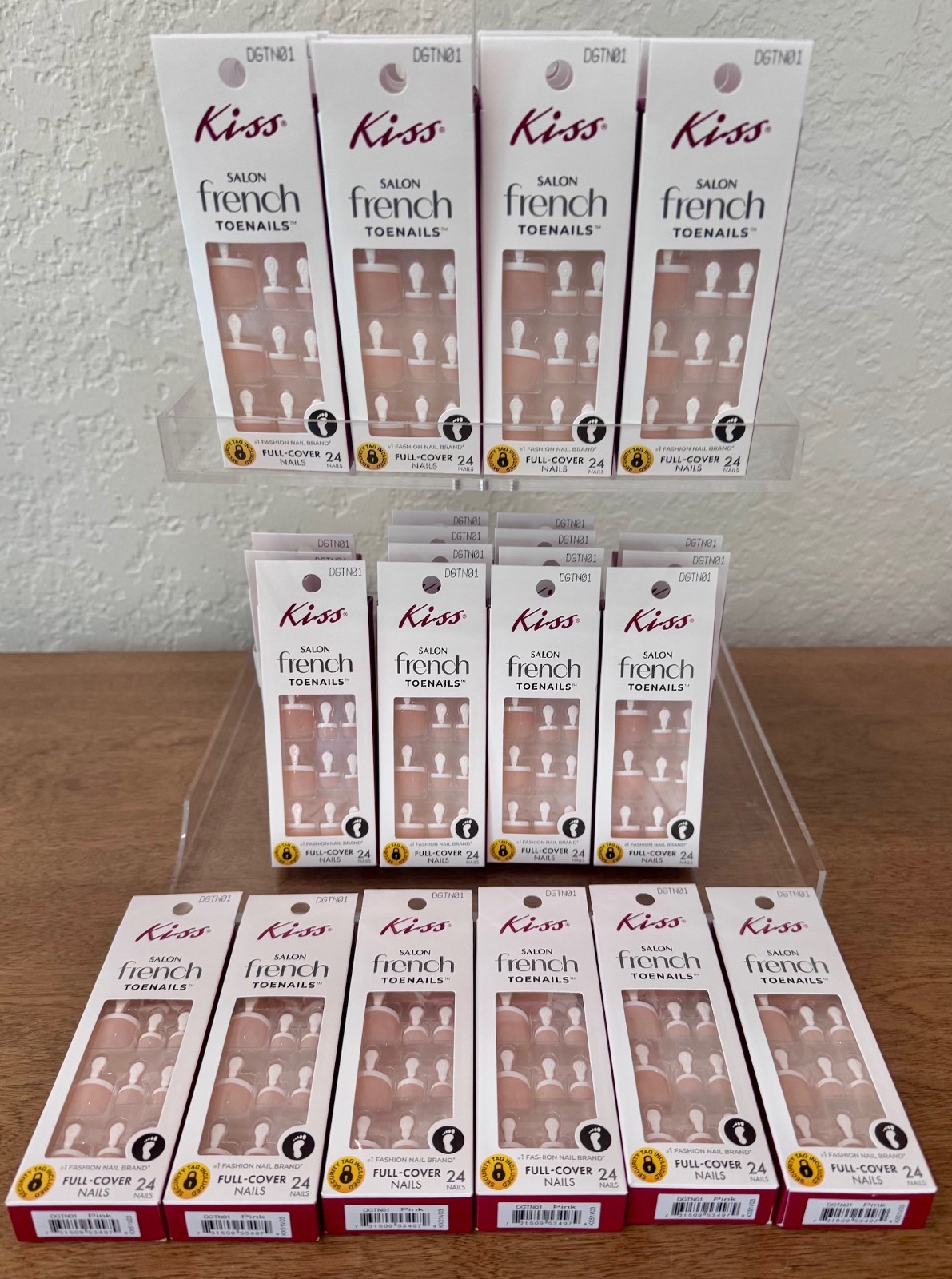 Kiss Salon French Toenails Full Cover 24 Glue-On Toe Nails DGTN01 Lot of 36!!!