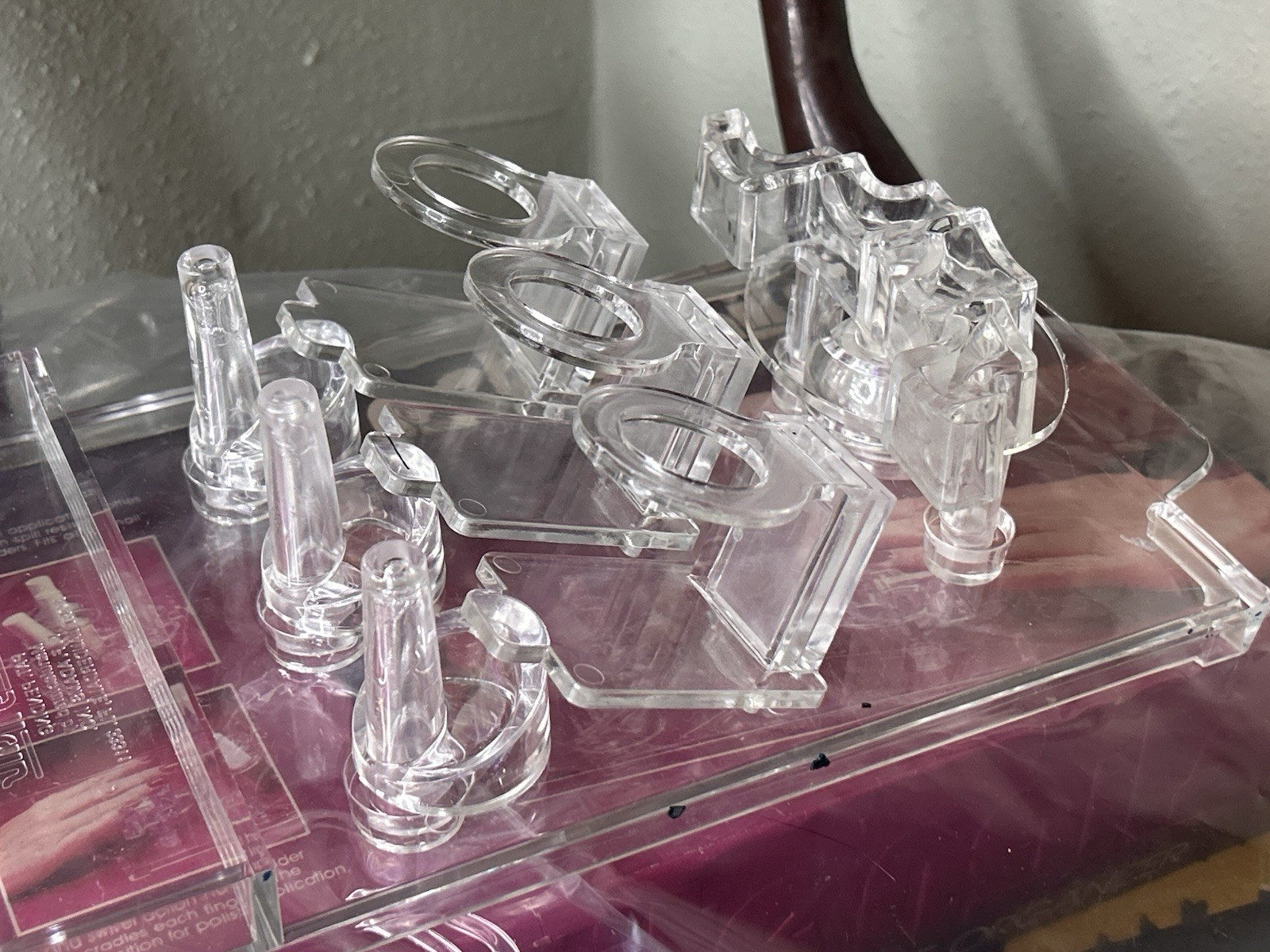 Vintage 80s Petite Nails Polishing Station Plexiglass Hand Rest Polish Holder