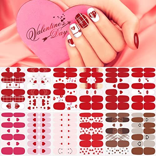 12 Sheets Valentine’s Day Nail Wraps Full Stickers 12 Sheets ，valentine’s Day