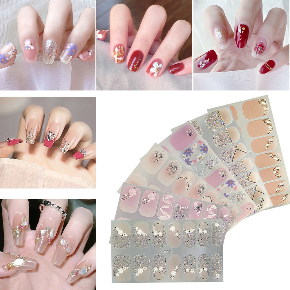 Full Size Nail Wraps Sticker Polish Manicure Art Self Stick Decor 3D Strips Lot!