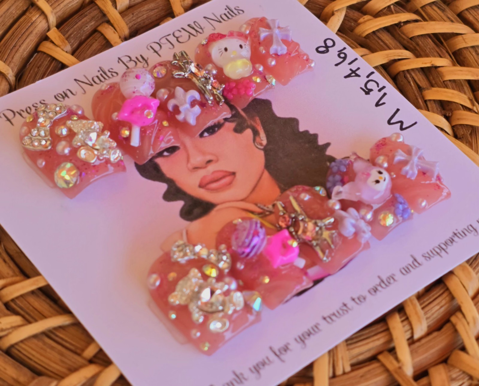 Handmade Press On Nails,Adorable Nude Pink,Medium Size 1,5,4,6,8 Short Square