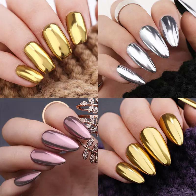 MIRROR CHROME NAIL POWDER COLOURS UNICORN ROSE GOLD BLUE PINK RED EFFECT PIGMENT