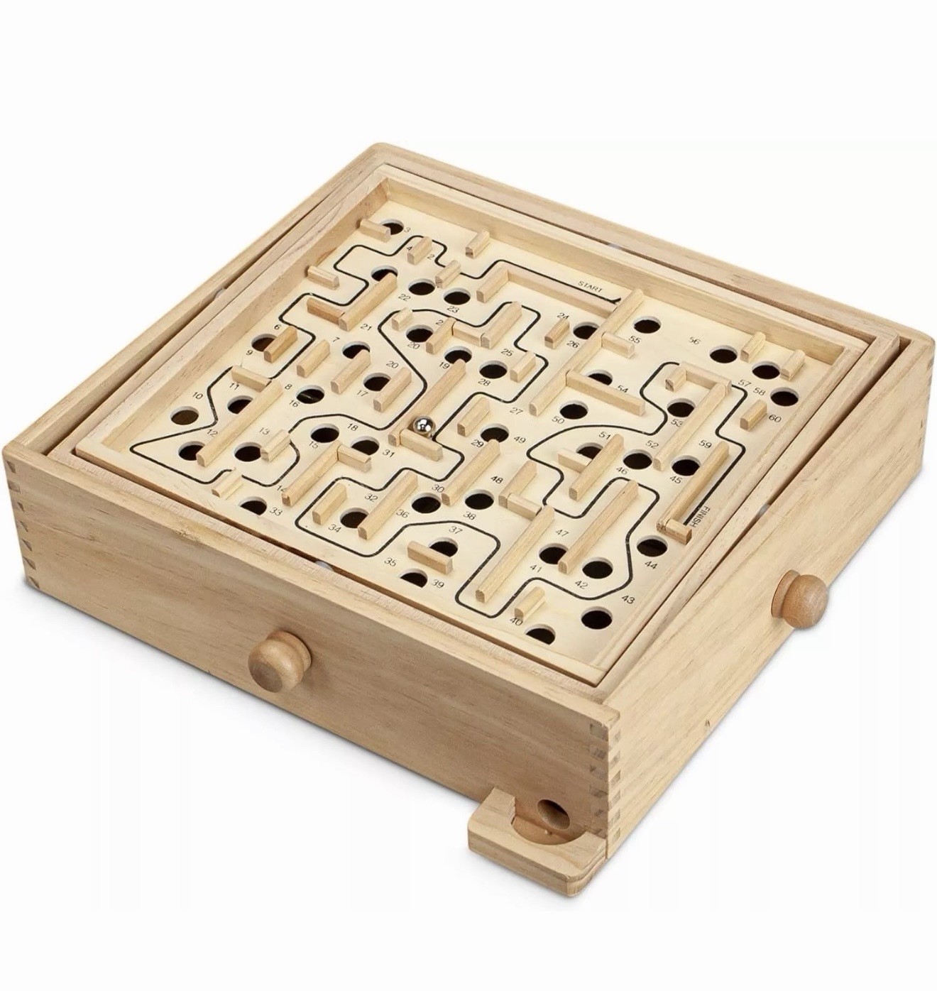STERLING Games Large Wooden Labyrinth 13.5″ x 13″ Marble Ball Tilt Maze Wood…