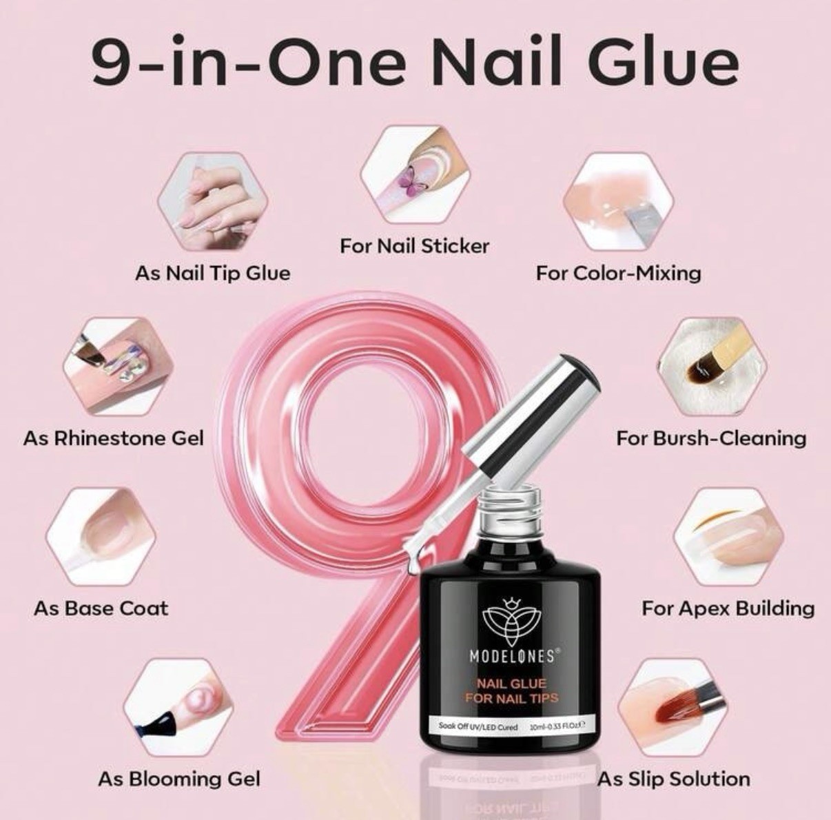 Modelones Clear French Full Cover Square Medium Nail Tips B302010372D