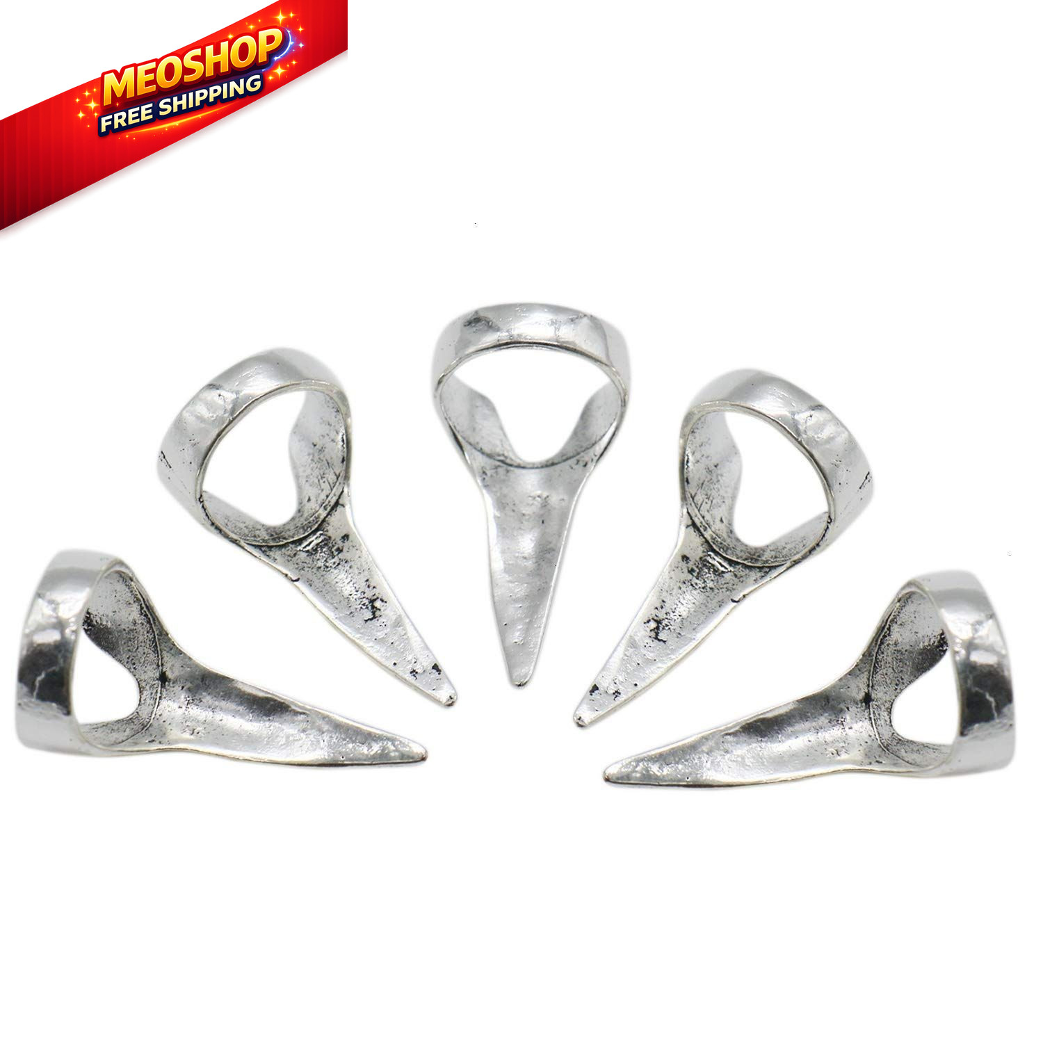 DUANMEINAD Wholesale 10pcs Hot Retro Punk Rock Medium (10 Count), Silver