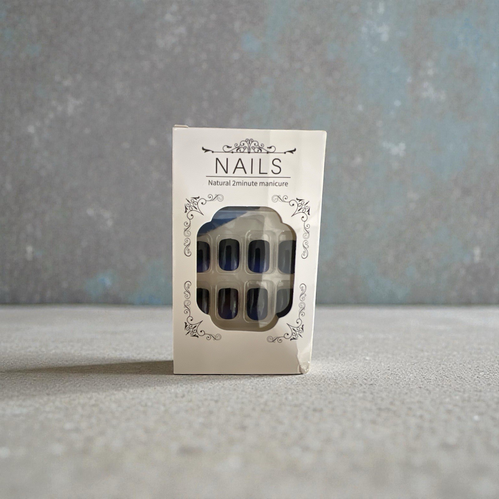 Teal Blue Ombre Press On Nails Short Square Gradient Fake Nails Glossy 24pc Set