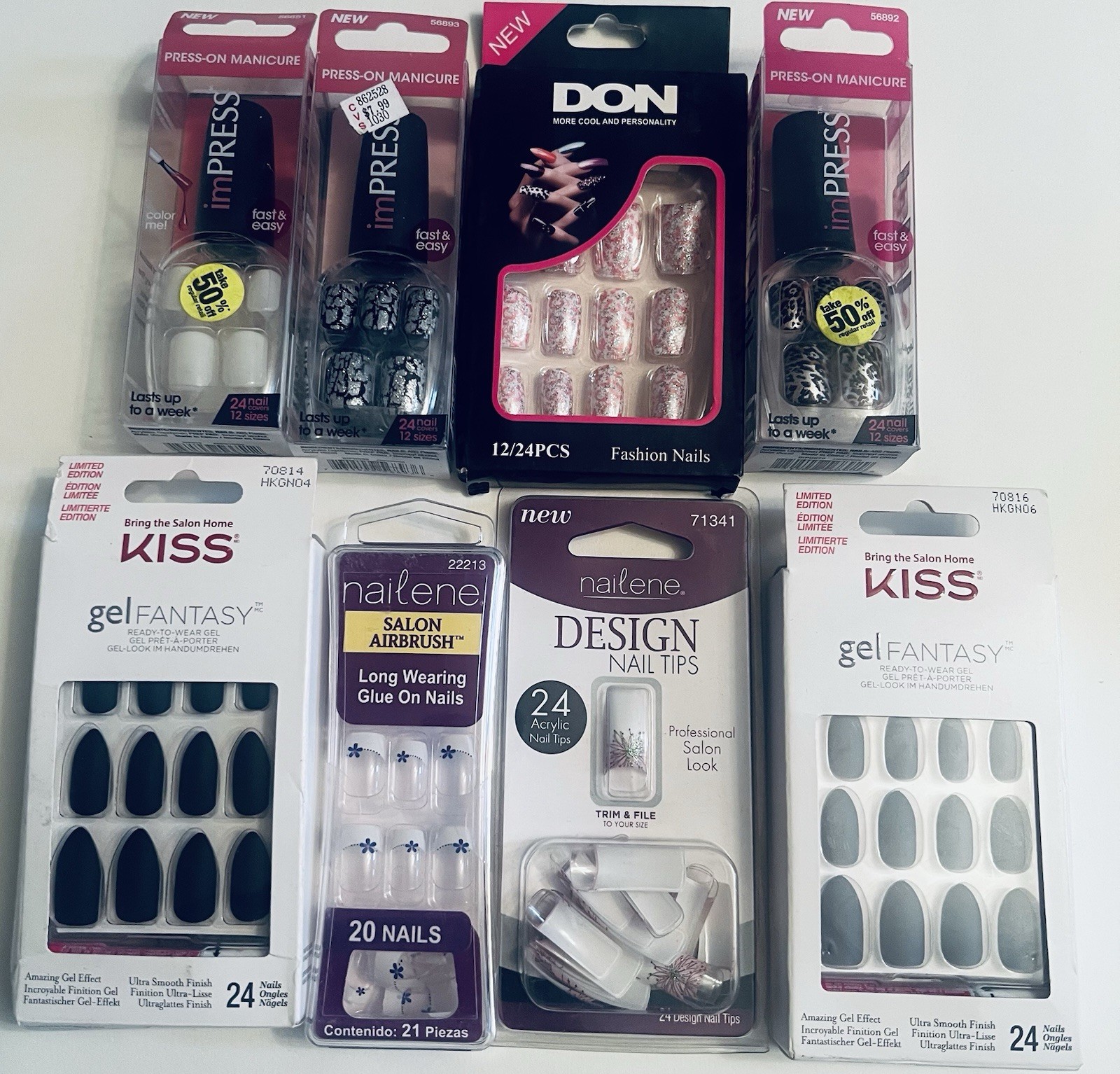 Lots Of 4 Assorted Press On Nail Designs.