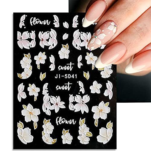 3D Embossed Spring Flower Nail Art Stickers Decals Self-Adhesive Pegatinas