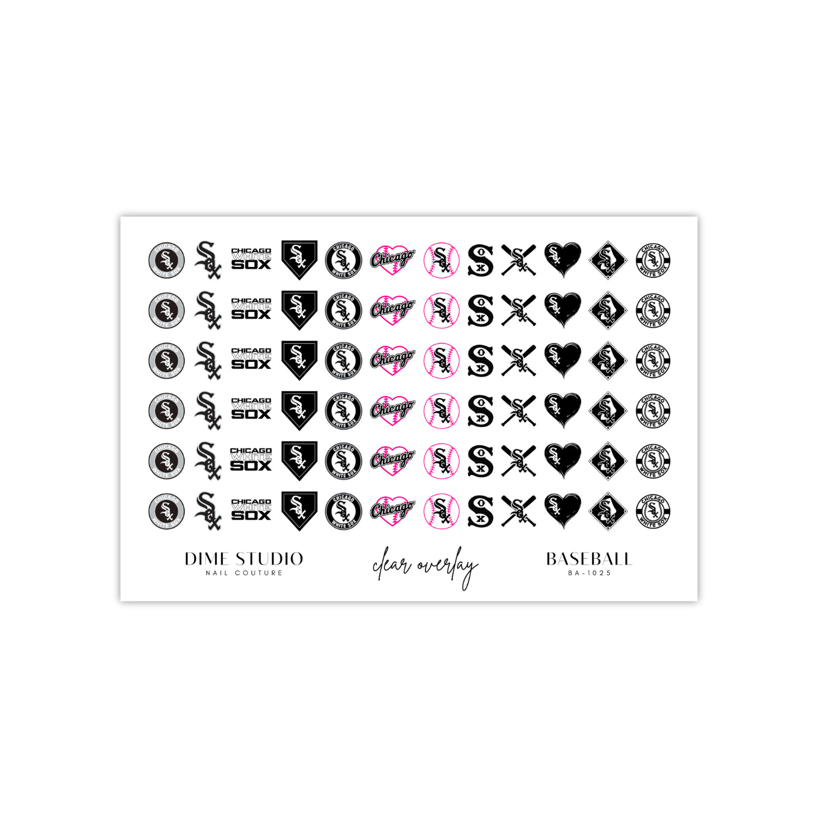Chicago Whitesox Baseball Nail Decals Water Transfer Clear Overlay