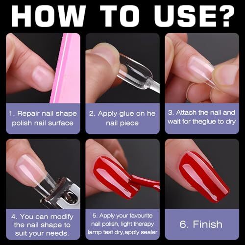 600pc Nail Tips Fake Nails Press on Nails Clear Nail Tips Full Medium Square