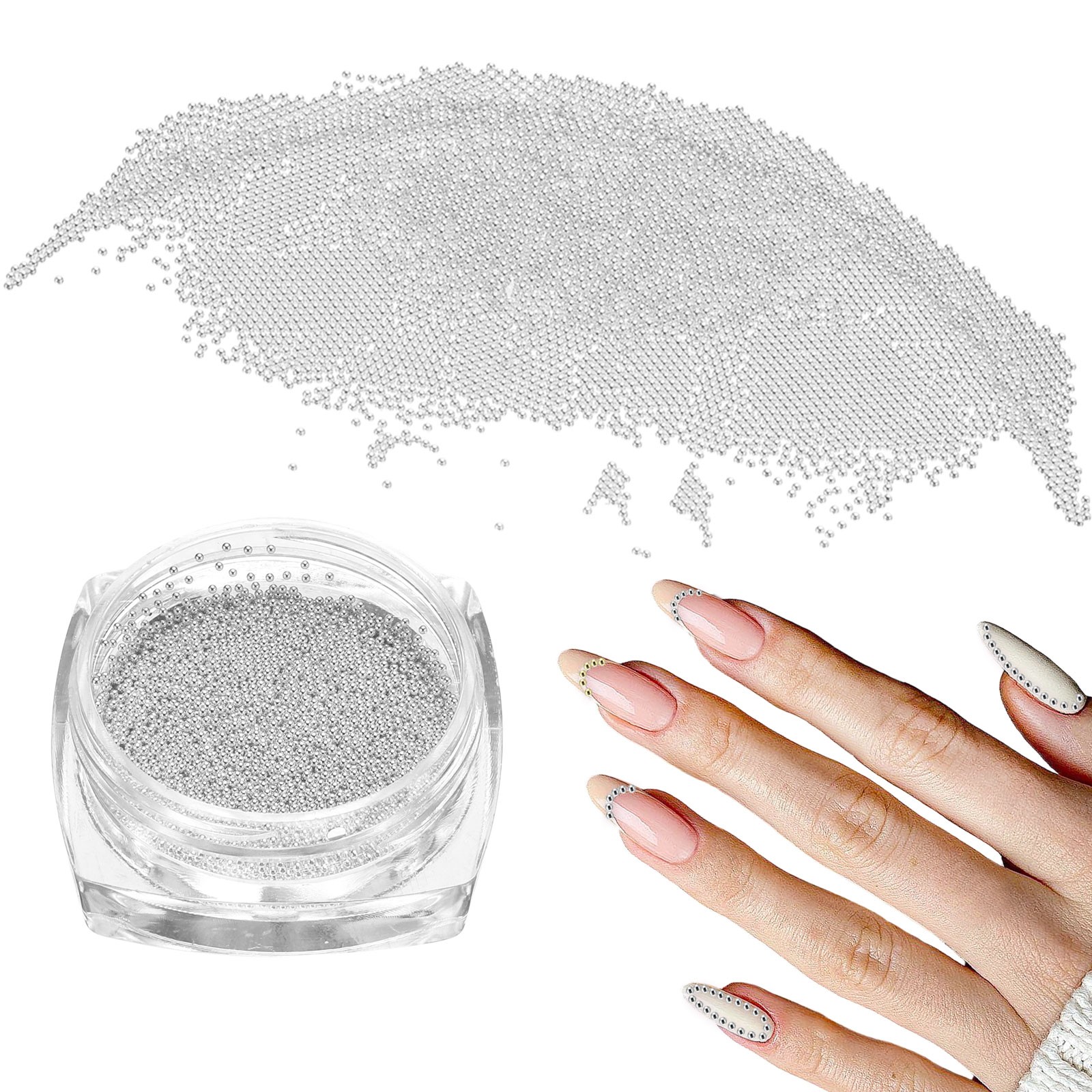 Nail Art Beads 0.02″ Mini Metal Caviar Nails Beads Ball for DIY Craft Silver