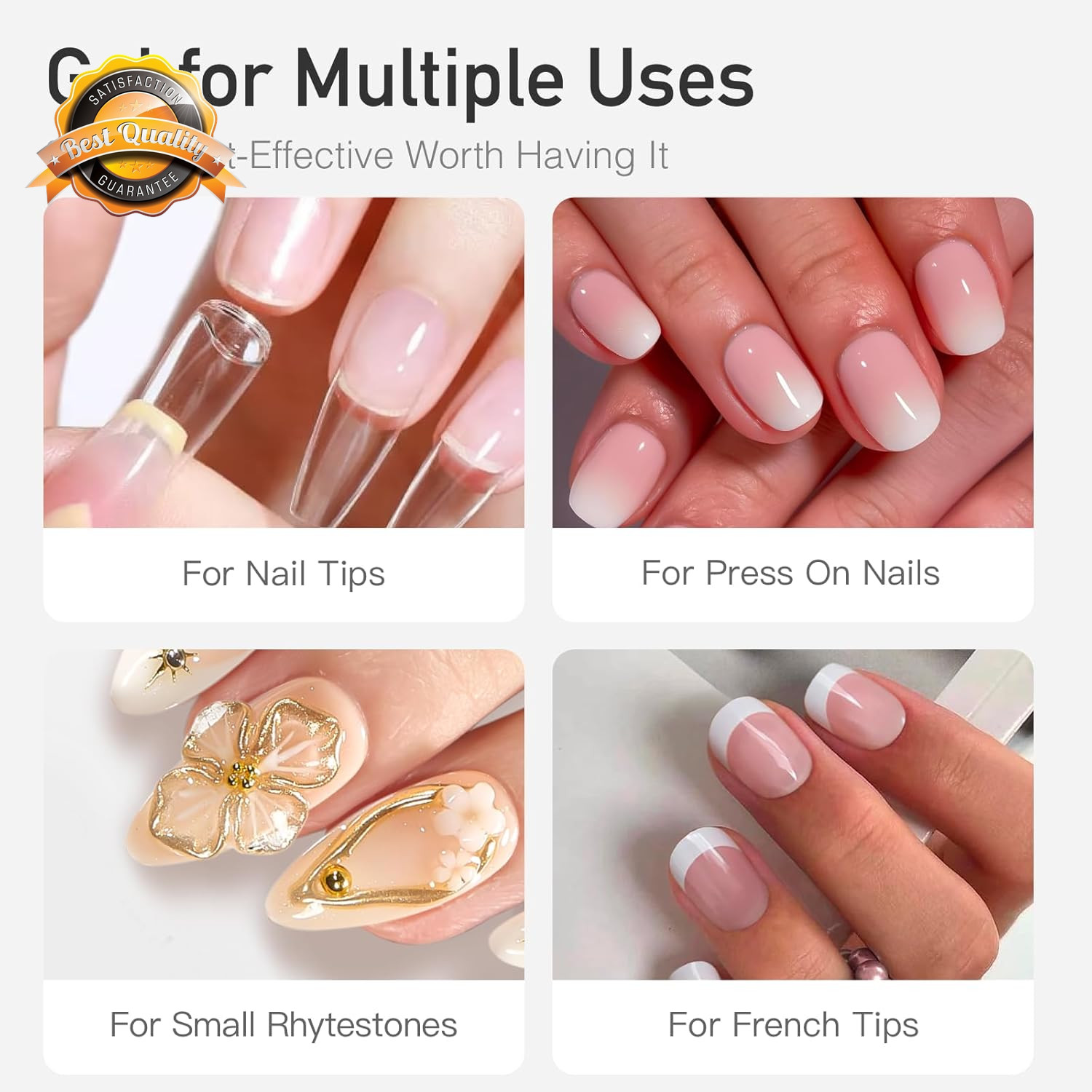 Semi Solid Nail Glue Gel Super Strong Press On No UV Light Needed 5pc