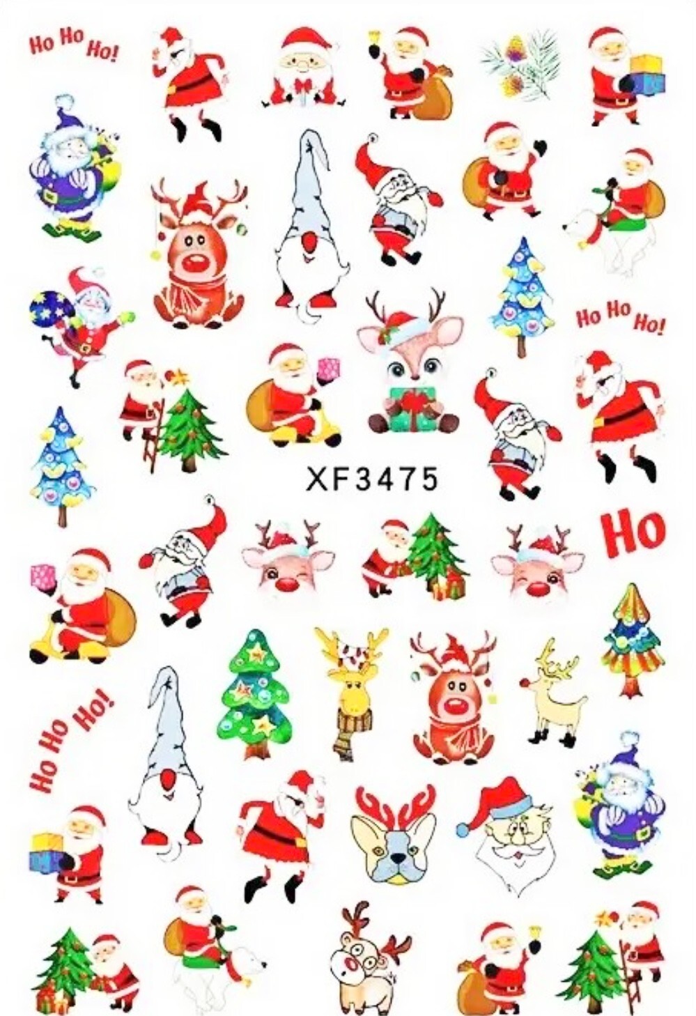 Nail Art Sticker Christmas Santa Snowman Reindeer Ornaments Xmas Tree Decals3475