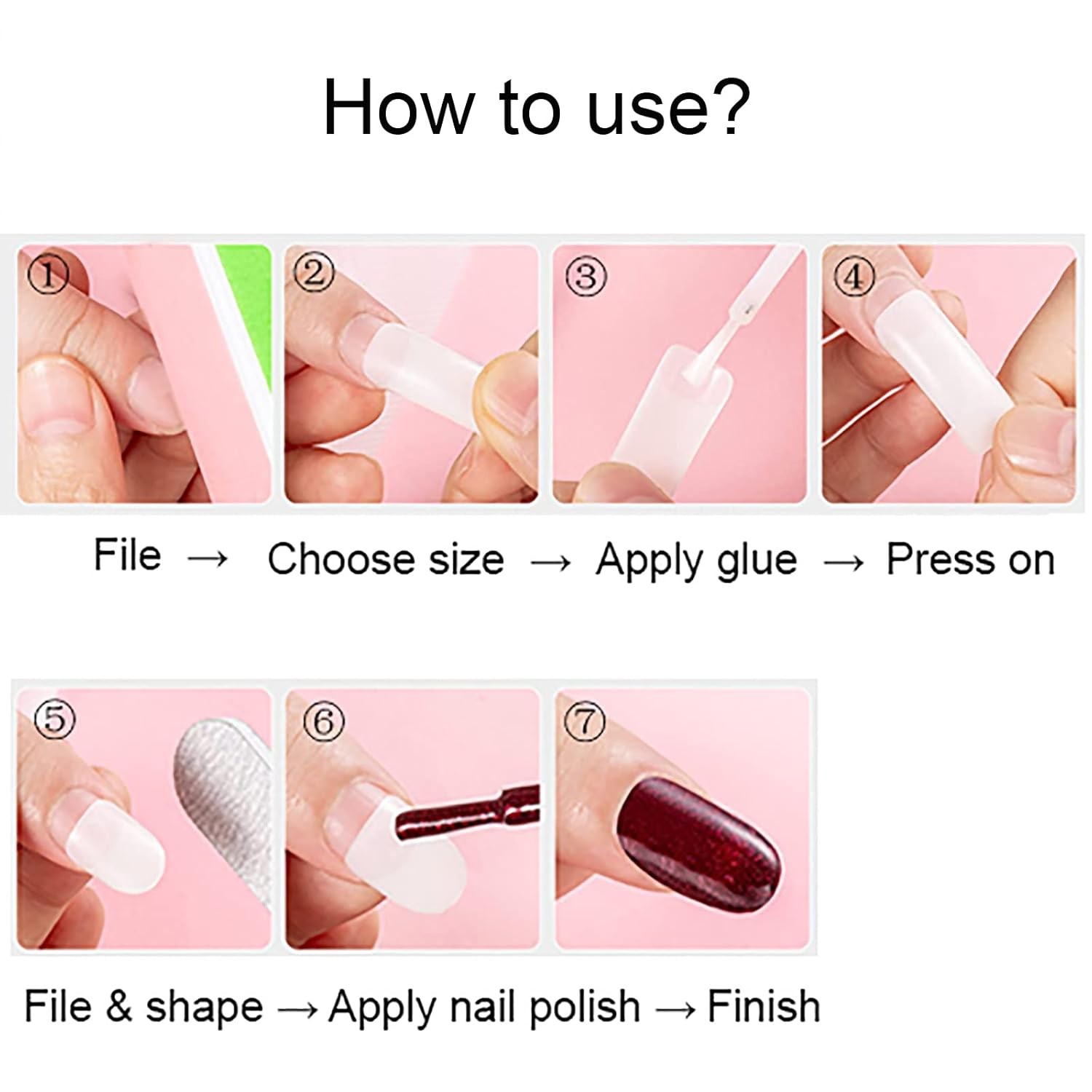 Square Nail Tips Half Cover 500Pcs Clear Acrylic 1 Count (Pack of 500), clear