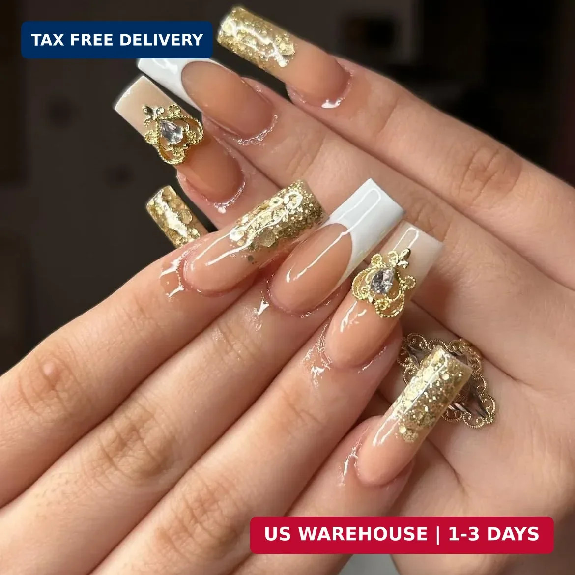 85 Pcs 3D Gold Nail Charms Y2K Bulk Nail Art Decor Set Nail Charms and Gems Incl