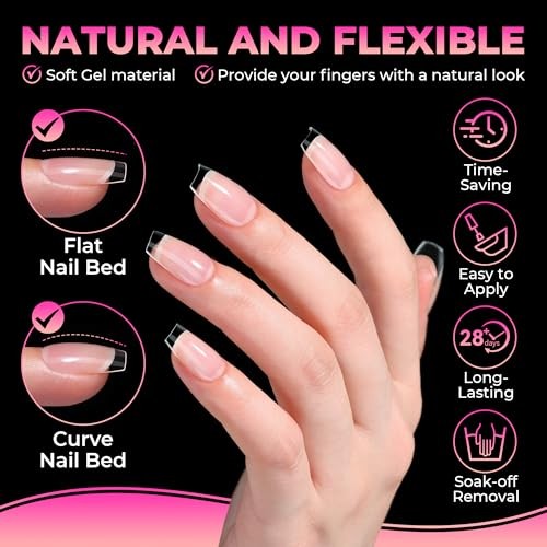 Nails Tips: 510Pcs Soft Gel Nail Tips Coffin Acrylic Full Cover Short Coffin