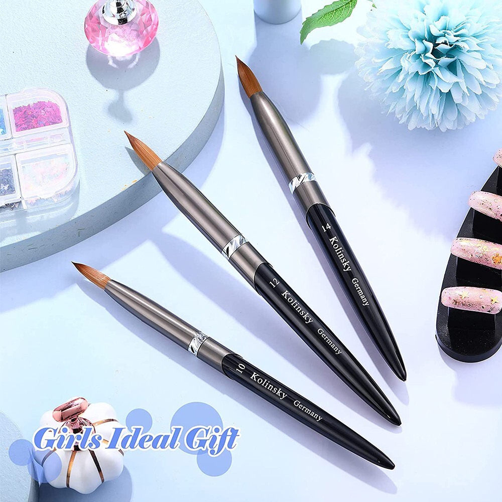 Acrylic Kolinsky Nail Brush Sizes 8-24 Nail Art Brushes Xmas Christmas Gift