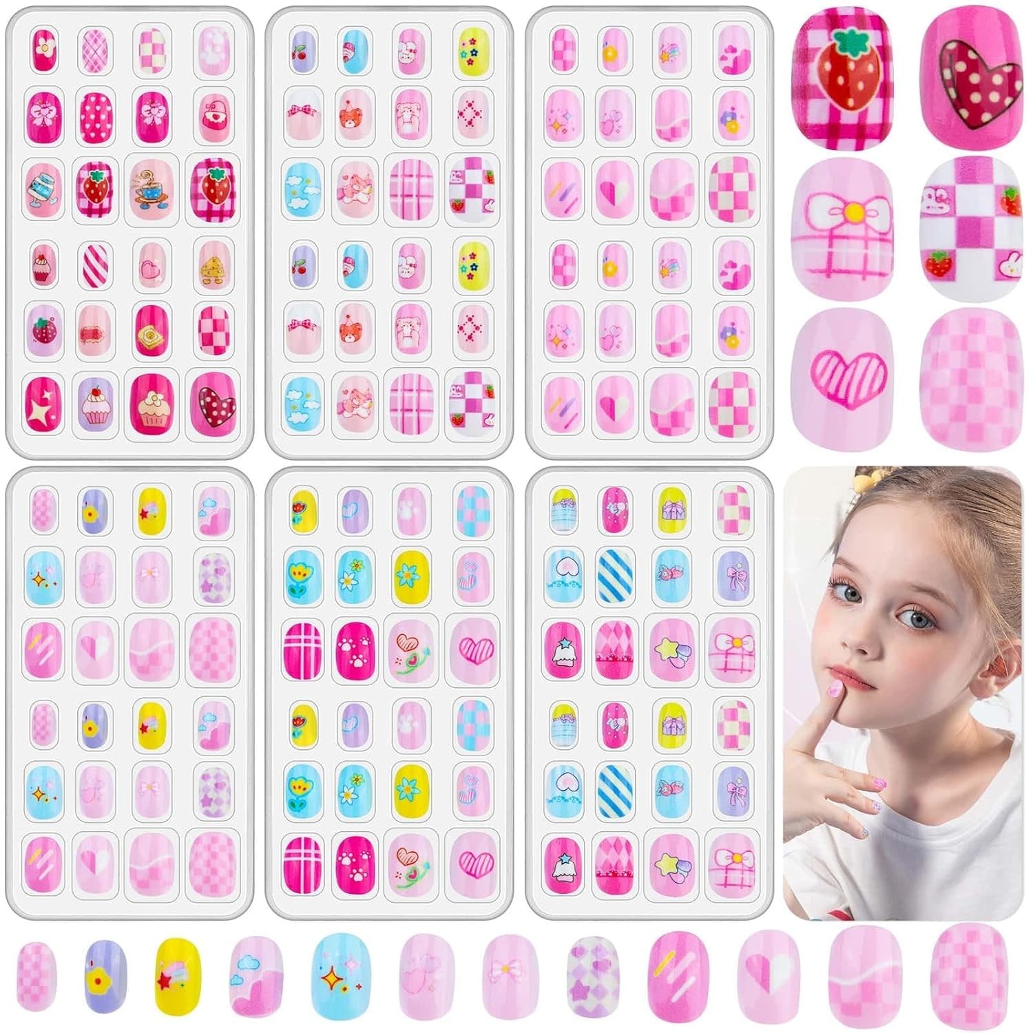 Beautiful 144 Pcs Kids Nail Kit – Safe, Easy-to-Apply Press-On Nails for Girls