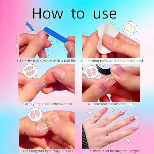 24Pcs 4th of July Press on Nails – Blue Red Short Square Acrylic False Style11