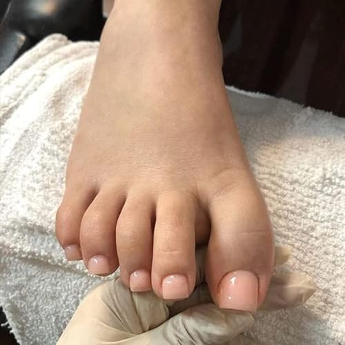 Solid Color Nude Pink Press on Toenails for Women, Glossy glossy nude pink B