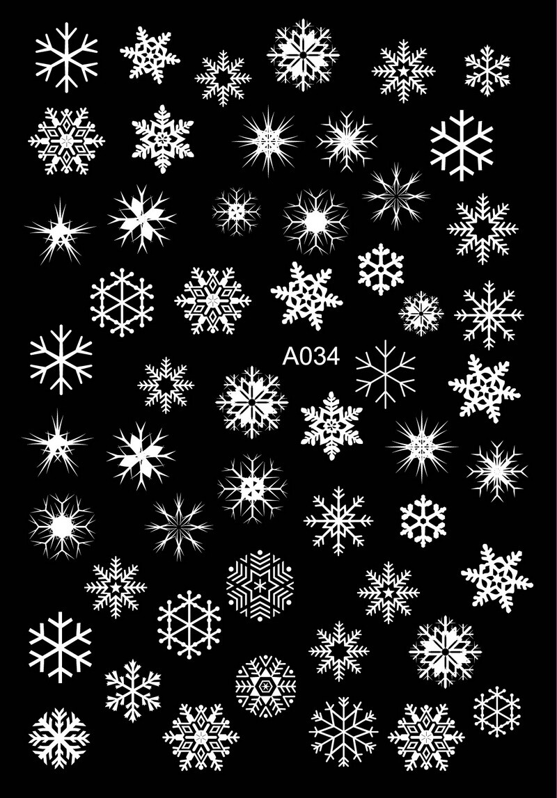 White Christmas Snow Nail Sticker Santa Snowflake Reindeer Stars Heart Holly