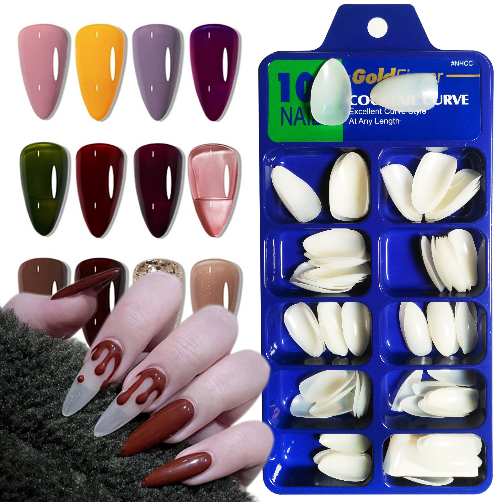 Short Stiletto Nail Tips 100pcs Full Cover False Nails French Fake Nails