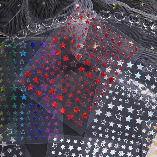 12 Sheets Shiny Star Nail Stickers 3D Self Stickers 1030 Stickers 1030-35