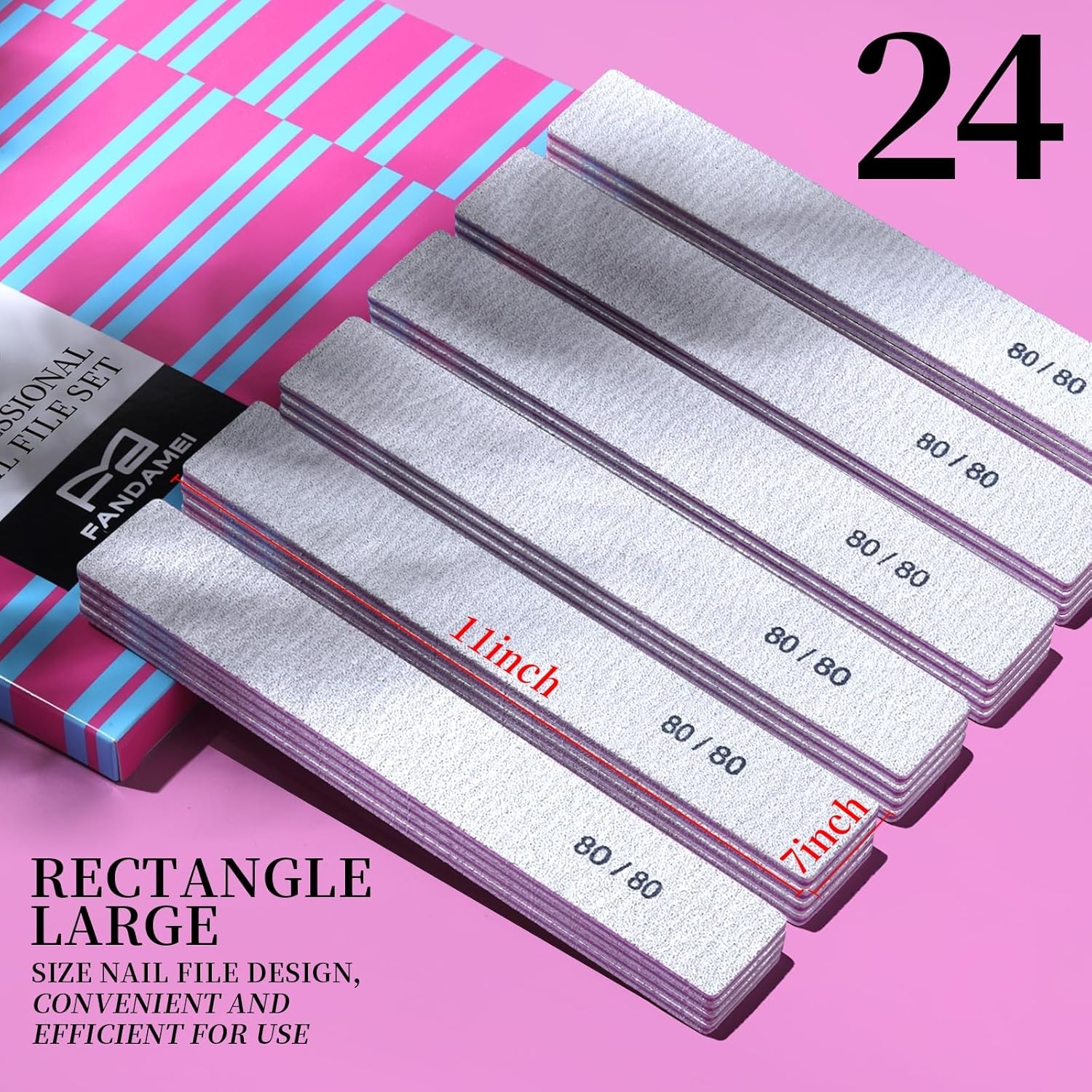 FANDEI Nail File, 80/80 Grit Nail Files, Double Sided Emery Boards for