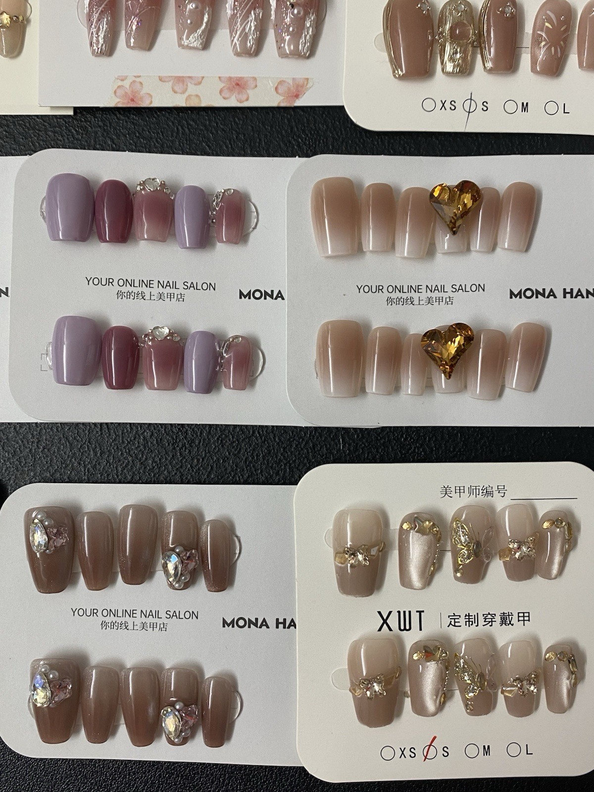 25 Pairs LOT-Handmade Press On Nails Reusable Fake Nails Full Cover Size S