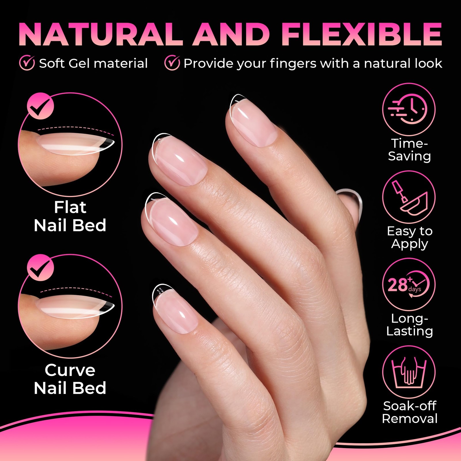 UNA GELLA Short Oval Round Nail Tips 360Pcs Pre-shaped Half Matte Gel…