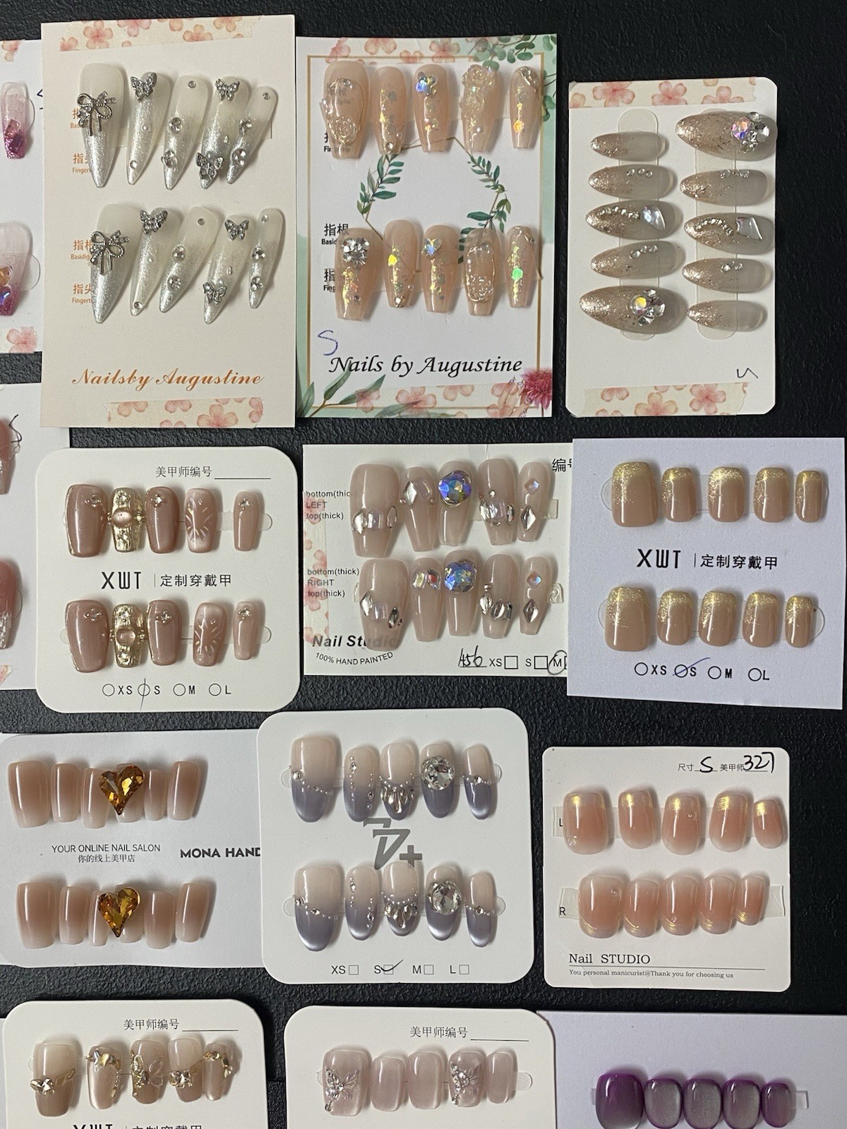 25 Pairs LOT-Handmade Press On Nails Reusable Fake Nails Full Cover Size S