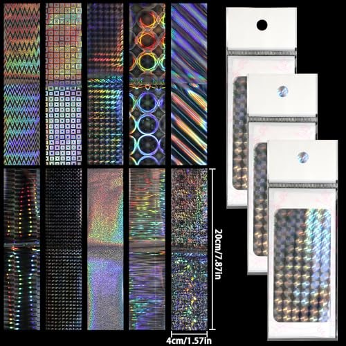 Laser Silver Nail Foils Transfer Nail Art Stickers Holographic Nail Foil