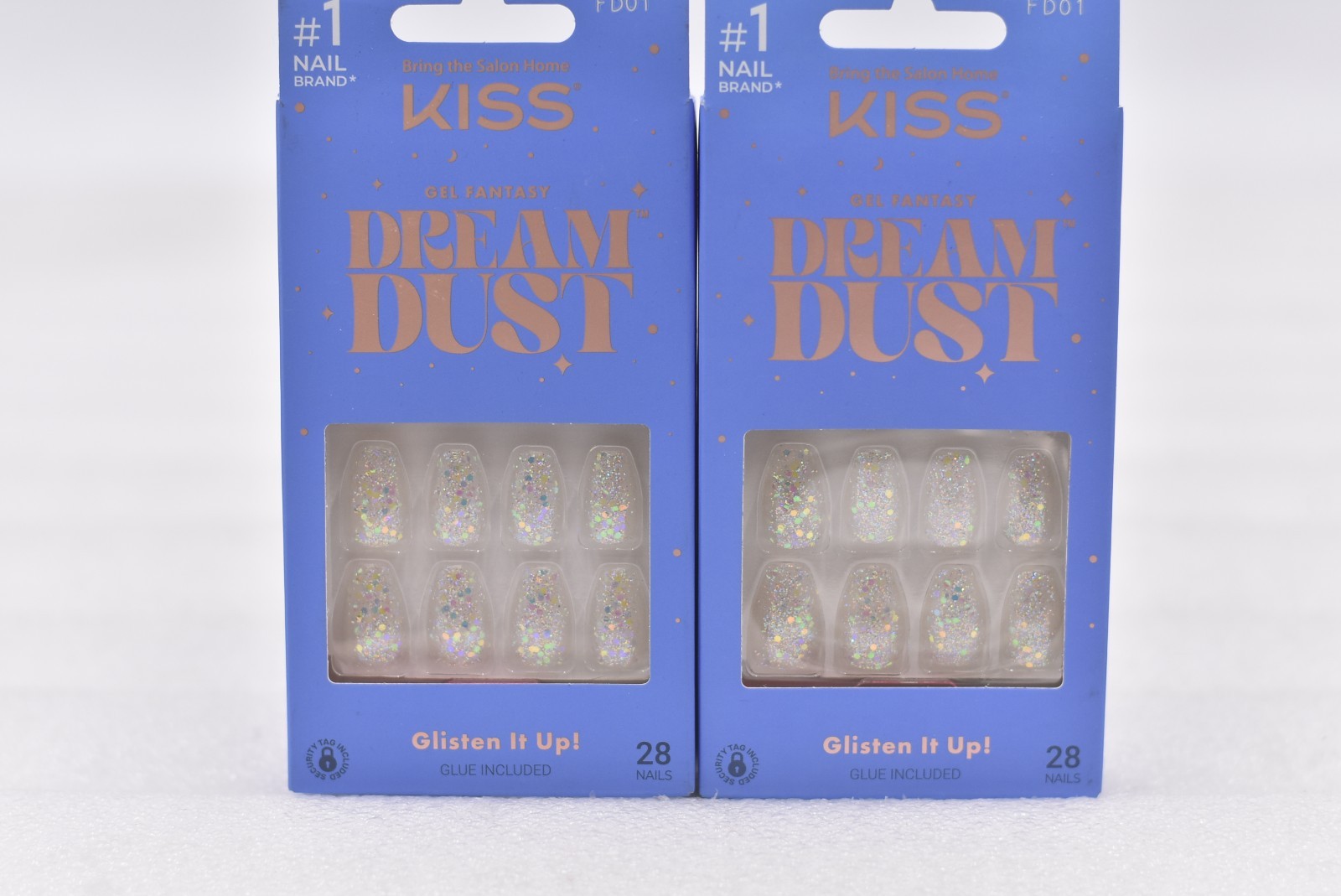 Lot of 2 Kiss Gel Fantasy Dream Dust FD01 Short False Nails – 28 Nails