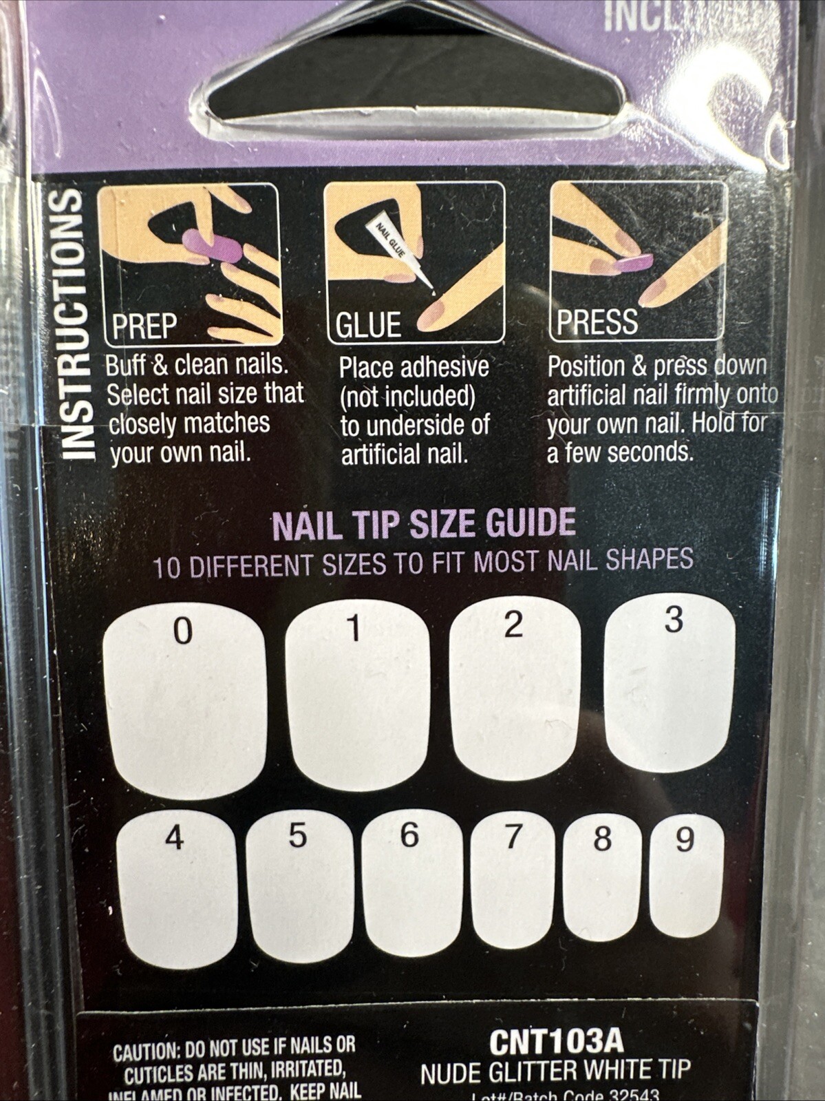 LA Colors Classy Nails Nude French White Tip Silver Glitter Stripe 25 Pieces NEW