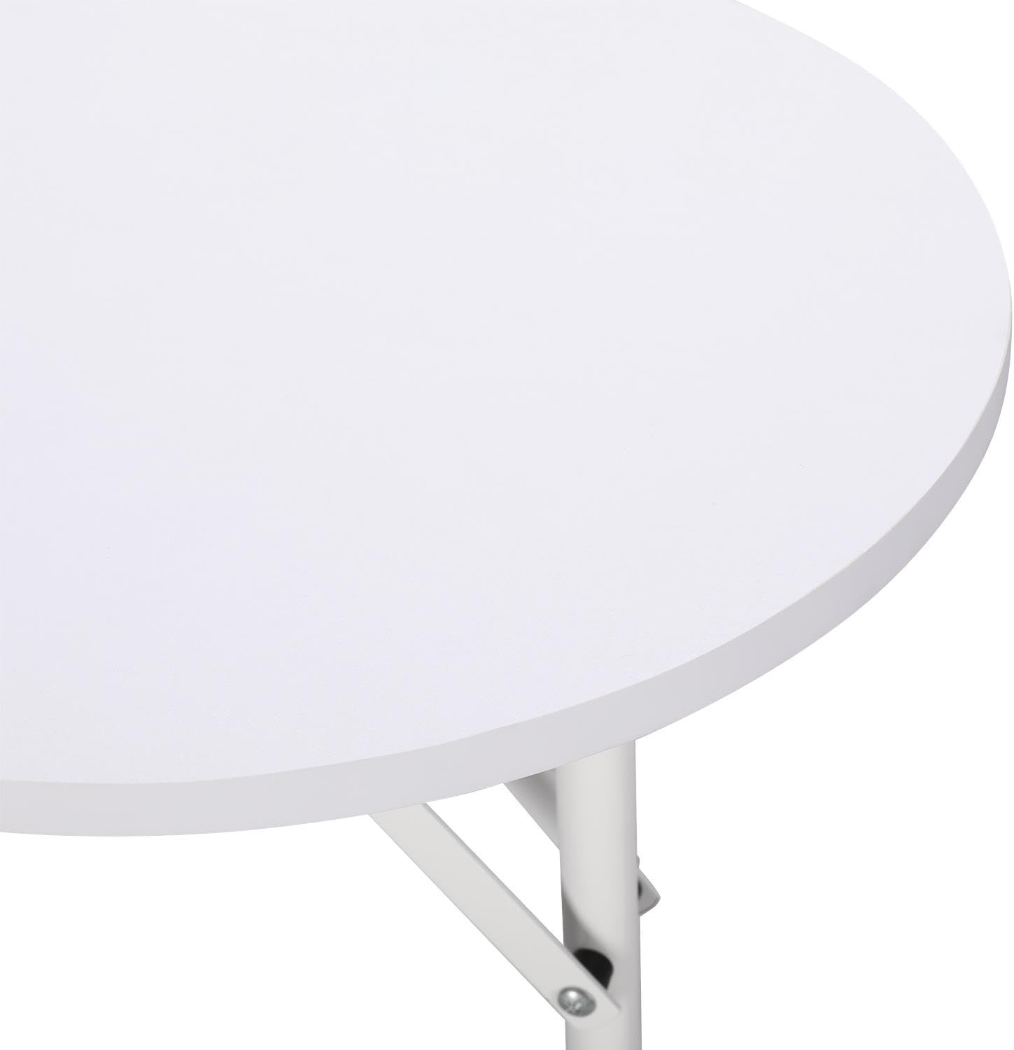37″ Foldable Manicure Nail Table Portable with Wheels, White | MDF Tabletop & Ir