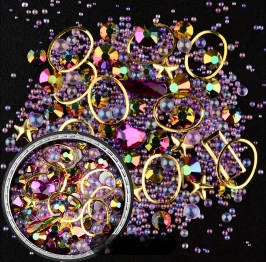 NWT NAIL ART DESIGN GEMS, BEADS & FINDINGS MIXTURE: LIGHT PINK CRYSTAL!