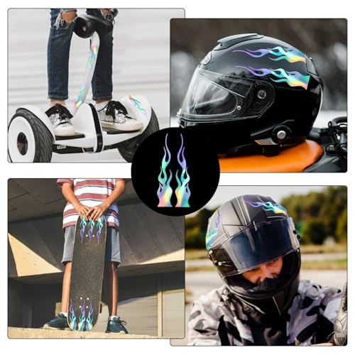 8pcs Flame Reflective Stickers, 5.9″X1.2″ Flame Decals for Sports & Bikes,