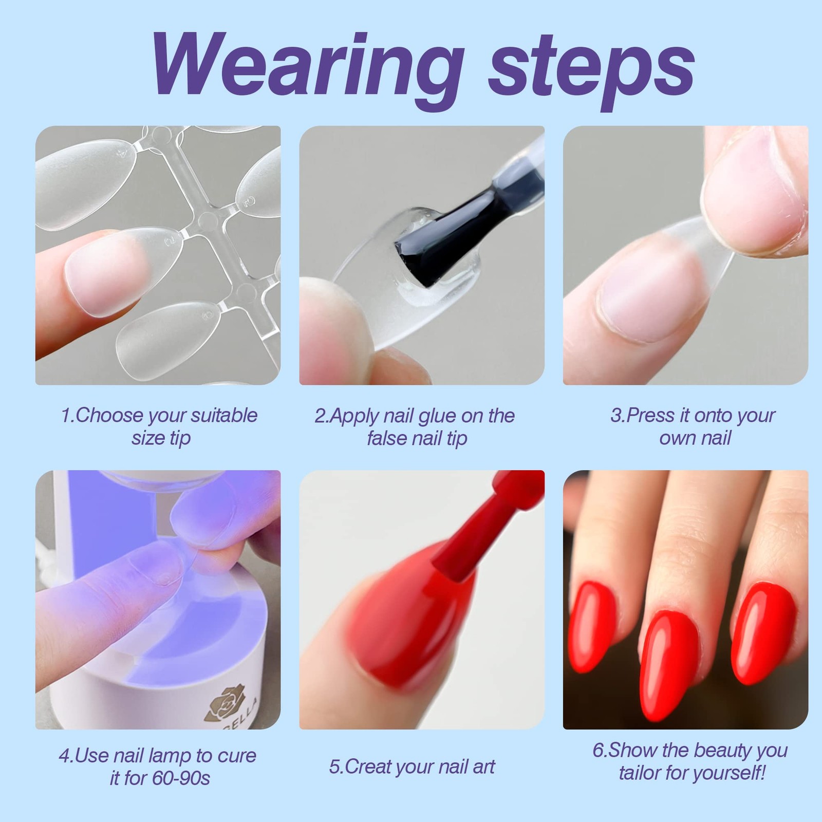 UNA GELLA Round Almond Nail Tips 360pcs