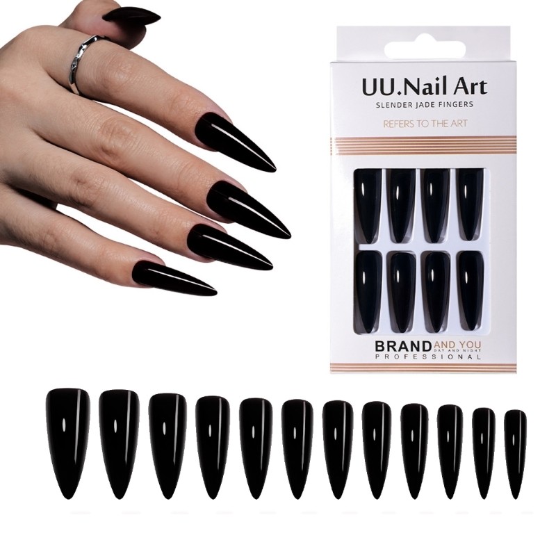 Long Almond Shaped Fake Nail Natural Look Reusable Artificial Nail Easy to Wear