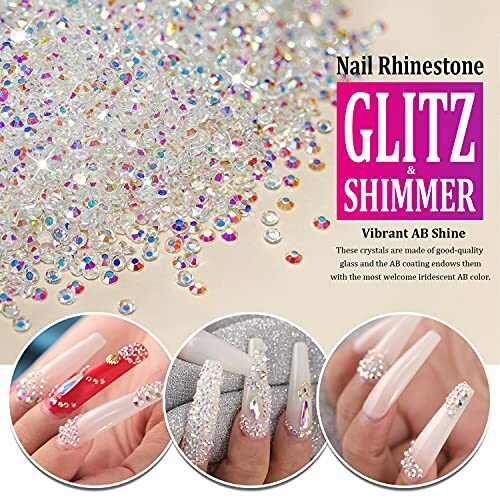 Tiny Nail Rhinestones 5000PCs Mini Pixie AB Glass Crystals for Nail Art 1.7mm