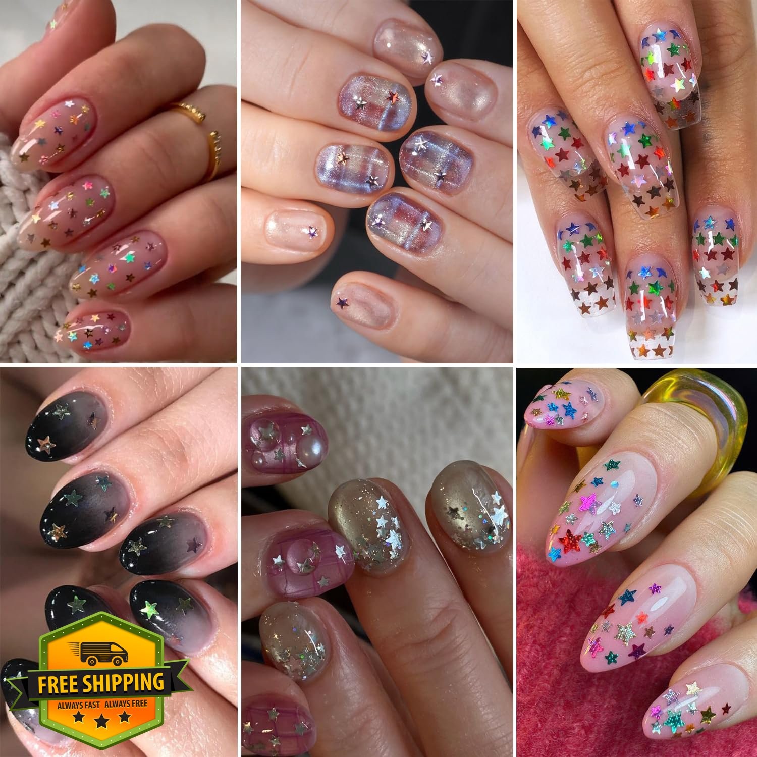 KZBTRBT colorful -8 Star Nail Glitter