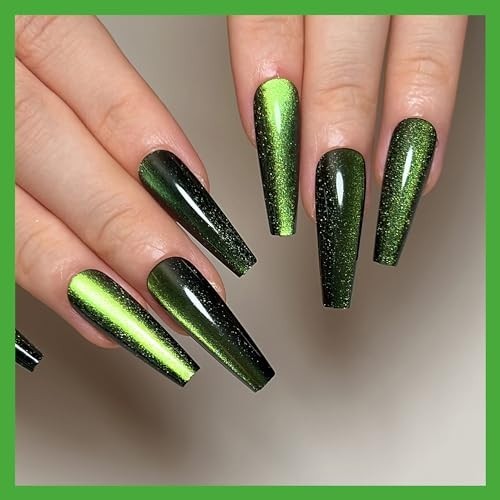 4 Pack Glossy Acrylic Coffin Nails – Gradient & Glitter, 96pcs in 12 Sizes, Full